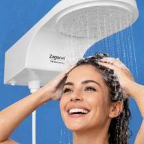 Ducha Chuveiro Branco Fit Pro Zagonel 127v ou 220v Moderno Ajuste gradual Espalhador Grande