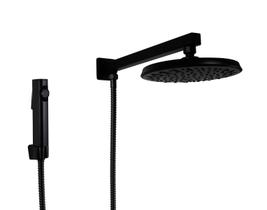 Ducha Chuveiro em ABS Preto Fosco Redonda 21 cm com Duchinha Manual em ABS Black Matte Ducha Chuveiro em ABS Preto Fosco Redonda 21 cm com Duchinha Manual em ABS Black Matte