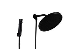 Ducha Chuveiro em ABS Preto Fosco Redonda 25 cm com Cano Braço Suporte Redondo de Parede com Duchinha Manual Ducha Chuveiro em ABS Preto Fosco Redonda 25 cm com Cano Braço Suporte Redondo de Parede com Duchinha Manual