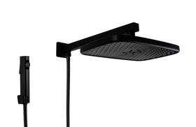 Ducha Chuveiro em ABS Preto Fosco Retangular 30x20 cm com Duchinha Manual em ABS Ducha Chuveiro em ABS Preto Fosco Retangular 30x20 cm com Duchinha Manual em ABS