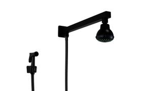 Ducha Chuveiro Flatt 7 cm em ABS Preto Fosco com Cano de Parede com Desviador Embutido e Duchinha de Metal Ducha Chuveiro Flatt 7 cm em ABS Preto Fosco com Cano de Parede com Desviador Embutido e Duchinha de Metal