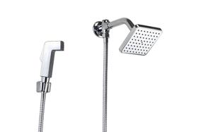 Ducha Chuveiro Flatt Quadrado ABS 10x10 cm c/ Chuveirinho de Mão