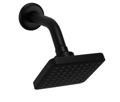 Ducha Chuveiro Flatt Quadrado ABS Preto c/ Braço Parede