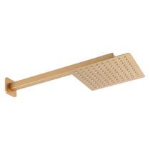 Ducha Chuveiro Fria Quadrada Gold Dourado 20x20 Braco 40 Cm