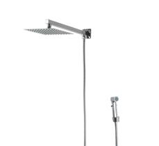 Ducha Chuveiro Inox 20 cm com Desviador e Ducha Manual em ABS Cromado