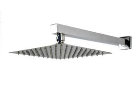 Ducha Chuveiro Inox 20 x 20 cm Slim Com Braço Suporte Parede 36 cm Quadrada