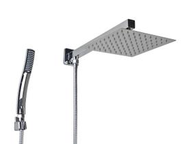 Ducha Chuveiro Inox 20x20 cm c/ Ducha Manual ABS c/ Trava