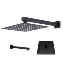 Ducha Chuveiro Inox 20x20 Quadrado Parede Preto Fosco Suporte Luxo Banheira Piscina Area Externa Banheiro Ducha Chuveiro Inox 20x20 Quadrado Parede Preto Fosco Suporte Luxo Banheira Piscina Area Externa Banheiro
