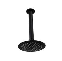 Ducha Chuveiro Inox 304 15 cm Preta com Cano de Teto 20 cm