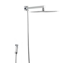 Ducha Chuveiro Inox 304 25 Cm Com Desviador E Ducha De Mão com Gatilho com Trava