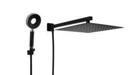 Ducha Chuveiro Inox 304 30x30 cm Preto Fosco com Ducha Manual de ABS 3 Jatos