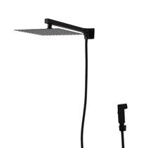 Ducha Chuveiro Inox 304 Black 25 Cm Quadrada Completa C/ Desviador