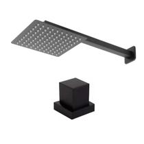 Ducha chuveiro inox 30x30 com acabamento preto fosco quadrado metal padrão deca