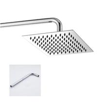 Ducha Chuveiro Inox Quadrada 20cm 20x20 Com Braço De 38cm