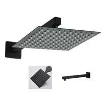 Ducha Chuveiro Inox Quadrada Slim 20X20 Preto Fosco Luxo