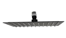 Ducha Chuveiro Preta Fosco Slim Inox 25x25 cm Black Matte Quadrada Com Suporte Niple de Teto