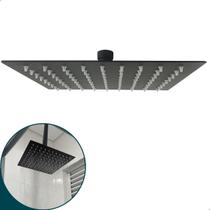 Ducha Chuveiro Preto Fosco 25x25 Quadrado Aço Inox Sem Braço Ducha Slim Cascata a Gas 25cm Sem Suporte Banheiro