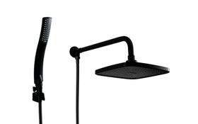 Ducha Chuveiro Preto Fosco em ABS Quadrado 21 cm com Duchinha Manual com Trava em ABS Ducha Chuveiro Preto Fosco em ABS Quadrado 21 cm com Duchinha Manual com Trava em ABS
