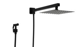 Ducha Chuveiro Preto Fosco Inox 20 cm com Ducha Manual com Trava