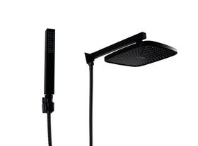 Ducha Chuveiro Preto Quadrado 21 cm de Parede com Duchinha Manual em ABS com Trava