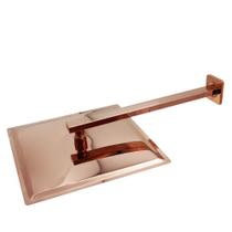 Ducha Chuveiro Quadrada 30x30cm Rosê Gold Com Braço Quadrado 38 cm 7818