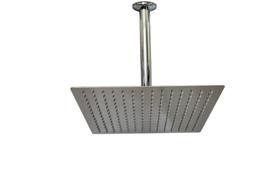 Ducha Chuveiro Quadrada Slim 30x30 cm Inox 201 com Braço Suporte de Teto Redondo Cromado