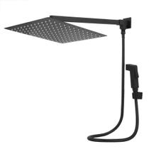 Ducha Chuveiro Quadrado Black/Preto 30X30 Inox C/Desviador