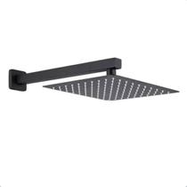 Ducha chuveiro quadrado preto fosco 30x30 com braço parede Ducha chuveiro quadrado preto fosco 30x30 com braço parede