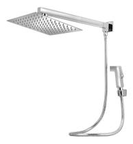 Ducha Chuveiro Quadrado Slim Completo 30X30 Inox Cromado Com