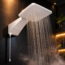 Ducha Chuveiro Quadratta Eletronica Branco Zagonel 127v ou 220v Potente Moderna Grande Alta Pressao