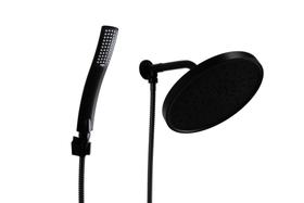 Ducha Chuveiro Redondo Black Matte 25 cm com Cano e Desviador Redondo com Duchinha Manual Curva com Trava - amg metais