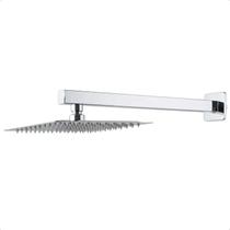 Ducha Chuveiro Slim 30x30 Cm Inox + Braco 40cm
