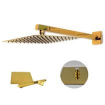 Ducha Chuveiro Slim Dourado 20x20 Quadrado Suporte Parede Banho Piscina Banheiro Area Externa Ducha Chuveiro Slim Dourado 20x20 Quadrado Suporte Parede Banho Piscina Banheiro Area Externa