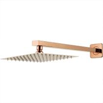 Ducha Chuveiro Slim Prizi Quadrado 20x20cm Inox 304 Rose com Braço