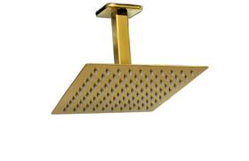 Ducha Chuveiro Slim Quadrada Golden 20 cm Inox Com Braço de Teto de 10 cm