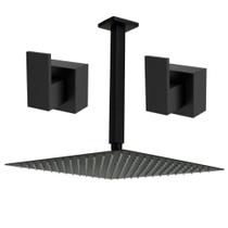 Ducha Chuveiro Teto 30x30 Braço 25 Solar Gás + 2 Acabamento