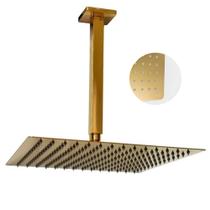 Ducha Chuveiro Teto Inox Dourado 20x20 Suporte Quadrado Slim Luxo Banheiro Piscina Banho Area Externa Ducha Chuveiro Teto Inox Dourado 20x20 Suporte Quadrado Slim Luxo Banheiro Piscina Banho Area Externa