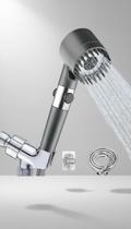 Ducha com 3 Modos e Mangueira Aço Inox