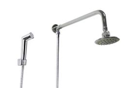 Ducha Cromada 10 cm em ABS com Duchinha Manual Redondo em ABS com Trava