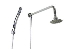 Ducha Cromada 10 cm Redonda em ABS com Chuveirinho Manual em ABS com Trava Ducha Cromada 10 cm Redonda em ABS com Chuveirinho Manual em ABS com Trava