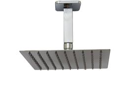 Ducha Cromada Inox 20x20 Cm Quadrada Com Braço Suporte De Teto 10 Cm