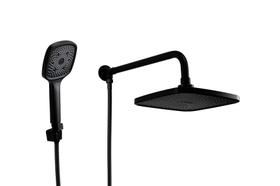 Ducha de ABS Black Matte 21 cm Quadrada com Duchinha Manual em ABS com Trava Ducha de ABS Black Matte 21 cm Quadrada com Duchinha Manual em ABS com Trava