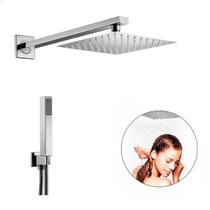Ducha de banho com desviador 30x30 quadrada metal inox