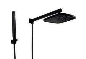 Ducha em ABS Black Matte Quadrada com Chuveirinho Manual Bastão em ABS com Trava Ducha em ABS Black Matte Quadrada com Chuveirinho Manual Bastão em ABS com Trava