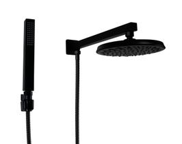 Ducha em ABS Black Redonda 21 cm com Chuveirinho Manual Retangular Preto Fosco com Trava Ducha em ABS Black Redonda 21 cm com Chuveirinho Manual Retangular Preto Fosco com Trava