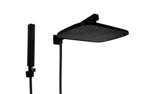 Ducha em ABS Black Retangular 30x20 cm com Chuveirinho Manual Retangular com Trava Ducha em ABS Black Retangular 30x20 cm com Chuveirinho Manual Retangular com Trava