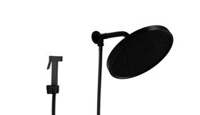 Ducha em ABS Preto Fosco 25 cm Redonda com Cano Braço Redondo com Desviador e Ducha de Mão Manual em Metal Ducha em ABS Preto Fosco 25 cm Redonda com Cano Braço Redondo com Desviador e Ducha de Mão Manual em Metal