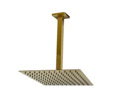 Ducha em Inox 201 Slim Quadrada Golden 25 cm com Braço de Teto Dourada Ducha em Inox 201 Slim Quadrada Golden 25 cm com Braço de Teto Dourada