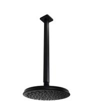 Ducha Flatt 21 cm ABS Preto Fosco c/ Cano Suporte de Teto 40 cm