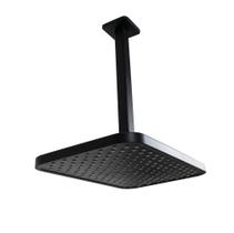 Ducha Flatt 30x20 cm ABS Preto Fosco c/ Braço de Teto 24 cm